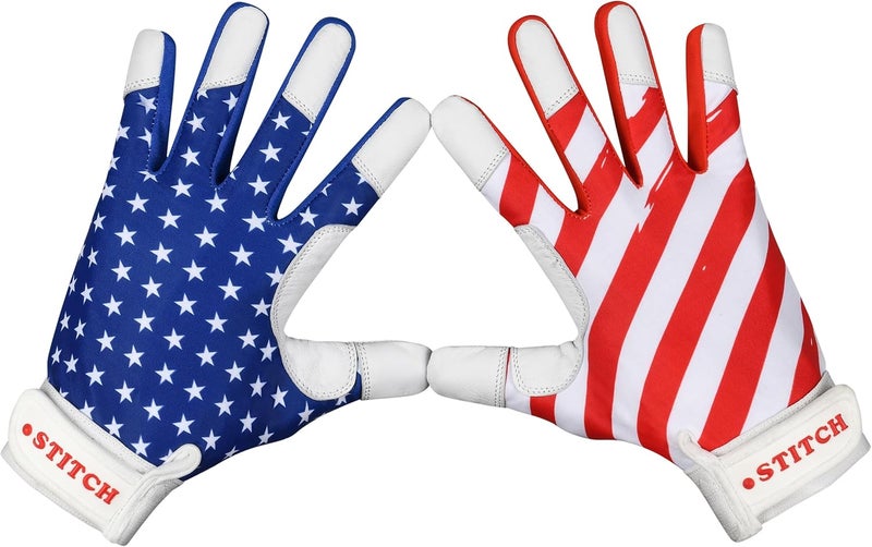 Dot Stitch American Flag Batting Gloves & Softball Gloves USA Flag Baseball Batting Gloves Youth Kids Baseball Batting Glove for Youth Men Adult & Unisex - Image 2